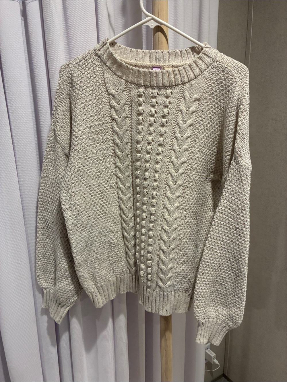 Alya Cream Cable Knit Crewneck Sweater